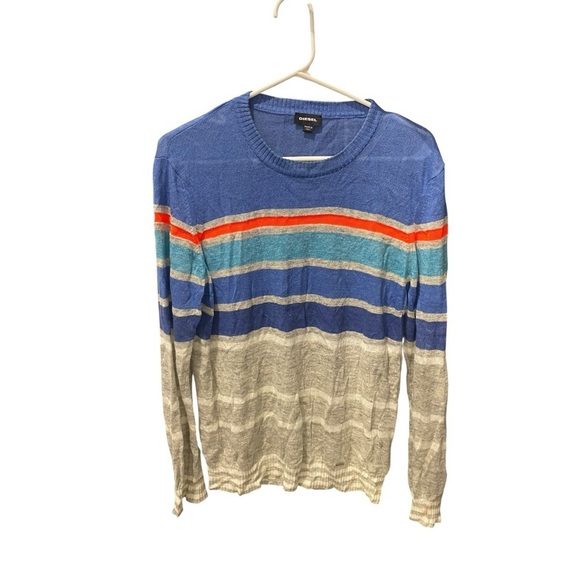 DIESEL MENS Multicolor Striped Sweater small lightweight w flaw linen - Picture 2 of 10